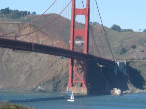 Assault chopper flying under the bridge